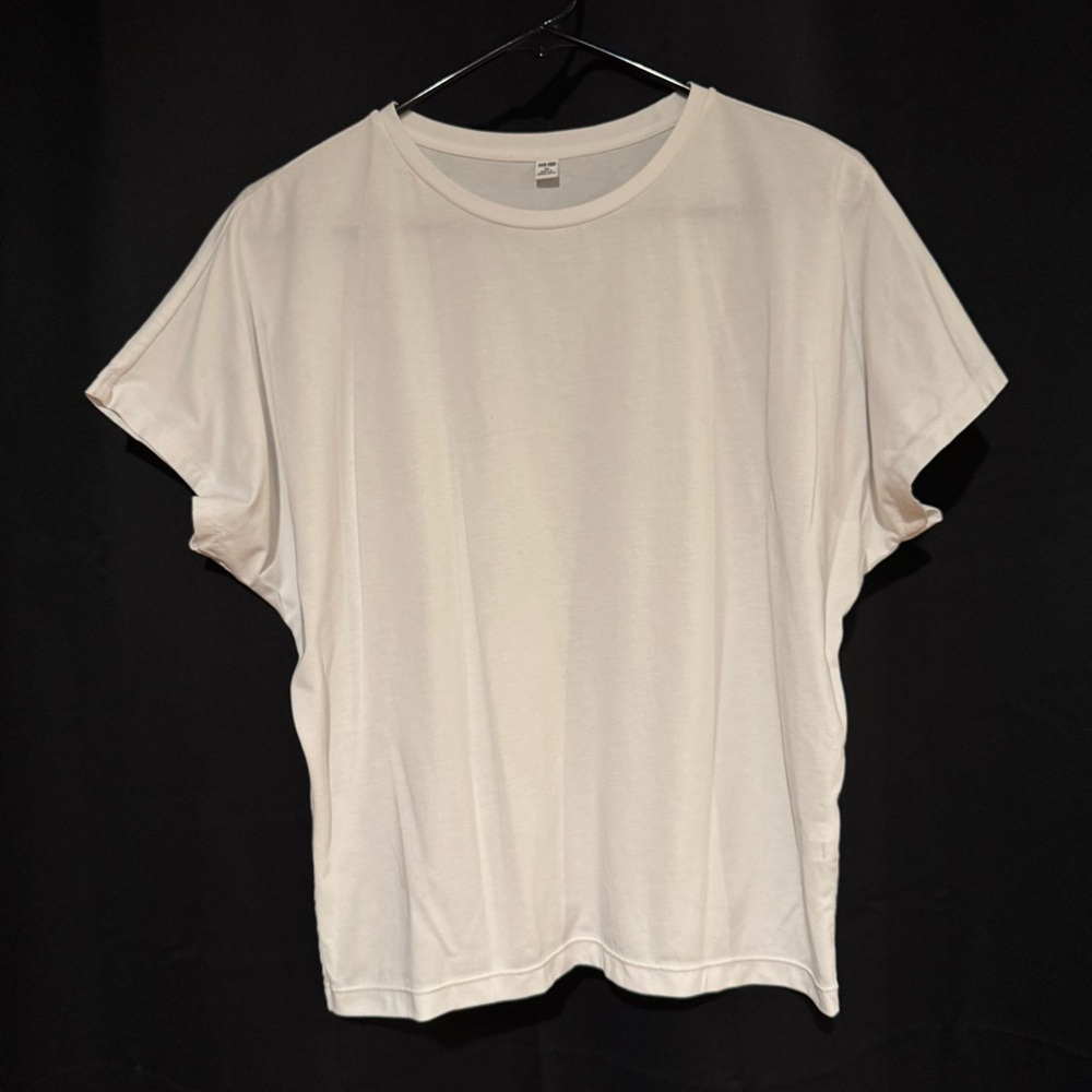 Uniqlo Airism Drape T-Shirt, Short Sleeve Top, White, XS - Picture 3 of 16